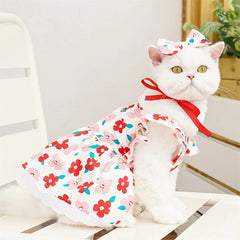 Sweet Princess Pet Dress – Bowknot Summer Outfit for Small Dogs & Cats