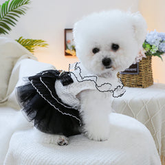 Black Bow Wedding Pet Dress – Elegant Summer Princess Outfit for Dogs & Cats
