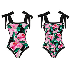 Retro Strappy High-Waist Swimsuit – Women’s V-Neck Printed Bikini 2025