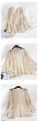 Women’s Open Lace Floral Cardigan – Crocheted Hollow Out Shrug