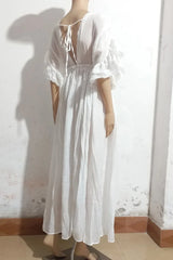 Summer Long V-Neck Kimono Bikini Cover-Up – Women’s Lace-Up Boho Beach Dress