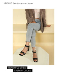 Women's Shoes 2025 Buckle Women's Sandals Fashion Peep Toe Daily Sandals Women Summer Plus Size Solid Heeled Sandals