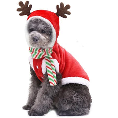 Christmas Dog Hoodie – Warm Winter Elk & Santa Pet Costume for Small & Medium Dogs
