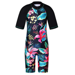 Cyan Flower Girls Swimsuit – Kids UV-Protection One-Piece Swimwear 2025