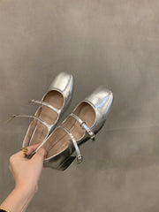 Retro Mary Jane Shoes – Glossy Medium Heel Comfort Ballet Pumps