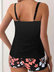 Black Slim-Fit Tankini Bikini Set – Women’s Split Swimsuit 2025