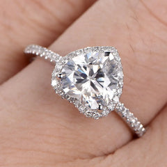 Luxury Silver Heart Ring with White Zircon for Women