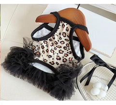 Summer Dog Fairy Dress – Leopard Print Mesh Outfit for Teddy & Bichon