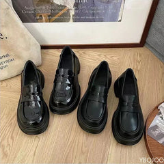 Thick-Soled Mary Jane Loafers – Non-Slip Leather JK & Lolita Shoes