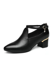 Women Cute Sweet Comfort Spring & Autumn Buckle Strap High Heel Shoes Lady Classic Office Square Heel Shoes A01