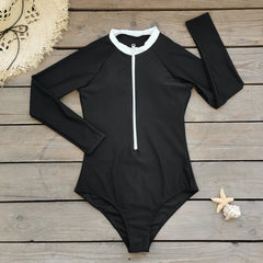Long-Sleeve One-Piece Swimsuit with Skirt – Women’s Sexy Cover-Up Swimwear