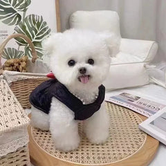 Winter Velvet Dog Dress 🎀 Thick Warm Outfit with Bow for Small Dogs & Cats