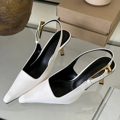 Aneikeh 2025 Summer New Band Women Pumps Shoes Fashion Shallow Slip On Slingback Sandals Thin High Heel Dress Sexy Pumps Shoes