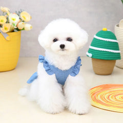 Luxury Princess Dog Dress 👑 Tutu & Denim Skirt Outfit for Small Dogs