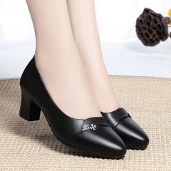 women fashion sweet light weight black patent leather slip on stiletto heel shoes lady classic daily beige office footwear b414