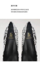 Fashionable new snake patterned high heels for women, slim heels, sexy, shallow mouth, niche temperament, pointed single shoes