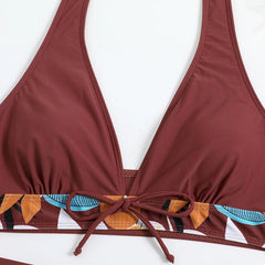 High-Waist Plant Print Bikini Set – Women’s Two-Piece Swimsuit