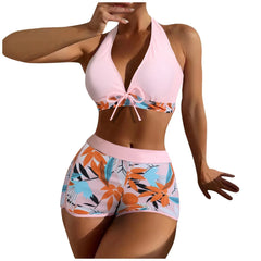 High-Waist Plant Print Bikini Set – Women’s Two-Piece Swimsuit