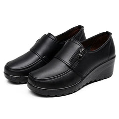 Ngouxm Spring Autumn Women Pumps Wedges Shoes Woman Genuine Leather Casual Shoes Mother High Heels Shoes