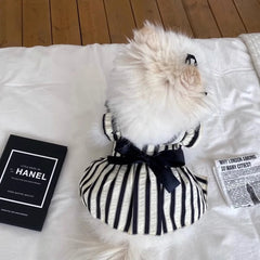 Striped Princess Dog Dress – Summer Pet Skirt with Big Bow for Small & Medium Dogs and Cats