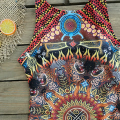 Floral Lace-Up One-Piece Swimsuit – Women’s Push-Up Printed Swimwear 2025