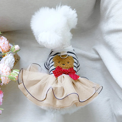 Feifei Bear Puffy Pet Dress 🧸 Elegant Summer Wedding Outfit for Dogs & Cats