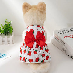 Summer Flower Dog Dress 🌸 Cooling Bowknot Outfit for Small Dogs & Cats