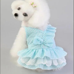 Plaid Dog Dress 👗 Pink & Blue Summer Skirt for Small Dogs & Cats