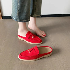 New 2025 Soft Bottom Tassel Lock Buckle High Top Loafers Women's round Toe Mid Heel Comfortable Leather Shoes Leisure Style