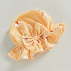 Toddler Girl Floral Rash Guard Swimsuit Set with Hat – Long Sleeve Zipper Bathing Suit