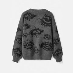 Y2K Grunge Eye Print Long Sleeve Sweater – Women’s Streetwear Top  Product Description (Bullet Points):