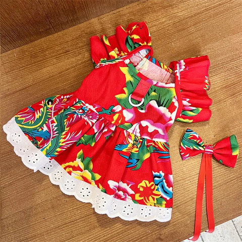 Sweet Princess Pet Dress – Bowknot Summer Outfit for Small Dogs & Cats