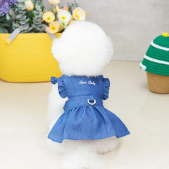 Luxury Princess Dog Dress 👑 Tutu & Denim Skirt Outfit for Small Dogs