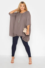 Plus Size Women’s Loose Cape Blouse – 3/4 Sleeve Summer Tunic