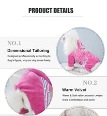 Soft Velvet Dog Clothes – Warm Winter Hoodie Jumpsuit for Small Dogs & Cats