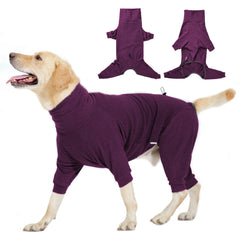 Winter Fleece Dog Jumpsuit for Large Dogs – Windproof 4-Leg Warm Overalls Adjustable High Collar