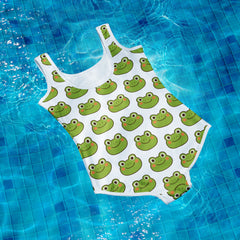 Frog Print One-Piece Youth Swimsuit