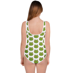 Frog Print One-Piece Youth Swimsuit