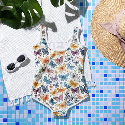 Butterfly Dreams Print One-Piece Youth Swimsuit