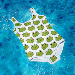 Frog Print One-Piece Youth Swimsuit