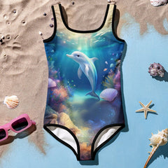 Girl's One Piece Dolphin Swimsuit 🐬🩱