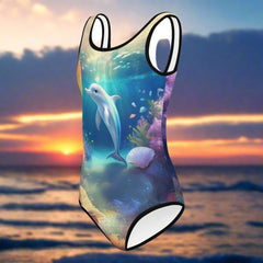 Girl's One Piece Dolphin Swimsuit 🐬🩱