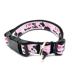 I Heart My Border Collie Dog Collar – Adjustable 13 to 20 Inches – 1 Inch Wide