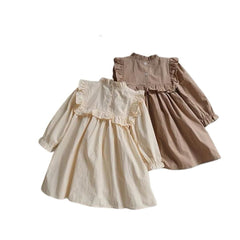 4T Baby Girl Beige Flower Embroidered A Line Cotton Dress
